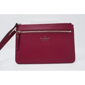 Kate Spade Laurel Way Tinie Wristlet in Berry Saffiano Leather Gold Tone